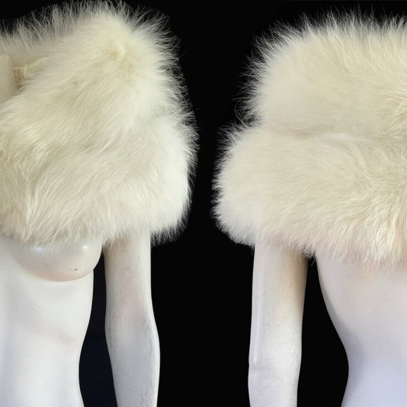 Arctic FOX Fur Stole, Warm Ivory Bridal Shawl, Real Vintage Fur - Picture 6 of 10